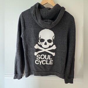 SoulCycle skull logo full zip hooded sweatshirt Size S. Gray